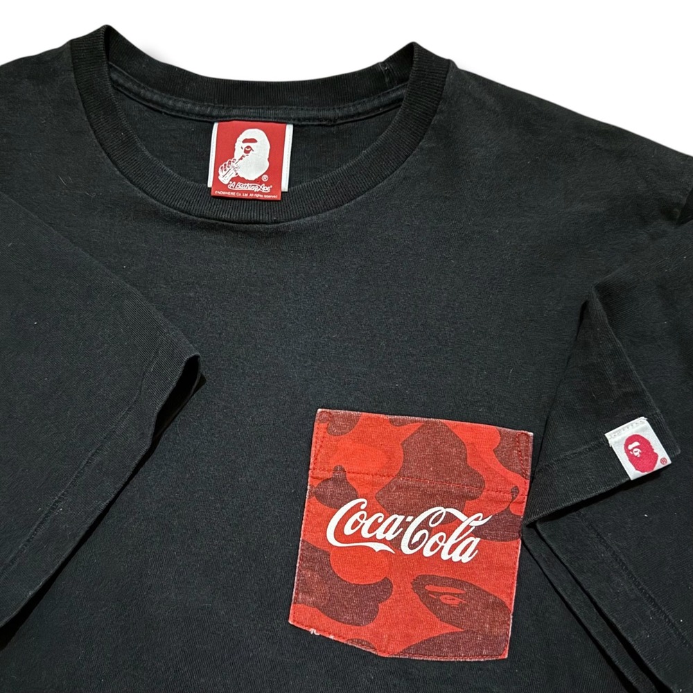 BAPE x Coca-Cola‎ Red Camo Pocket T-Shirt Black 2014 Mens Medium Made in Japan